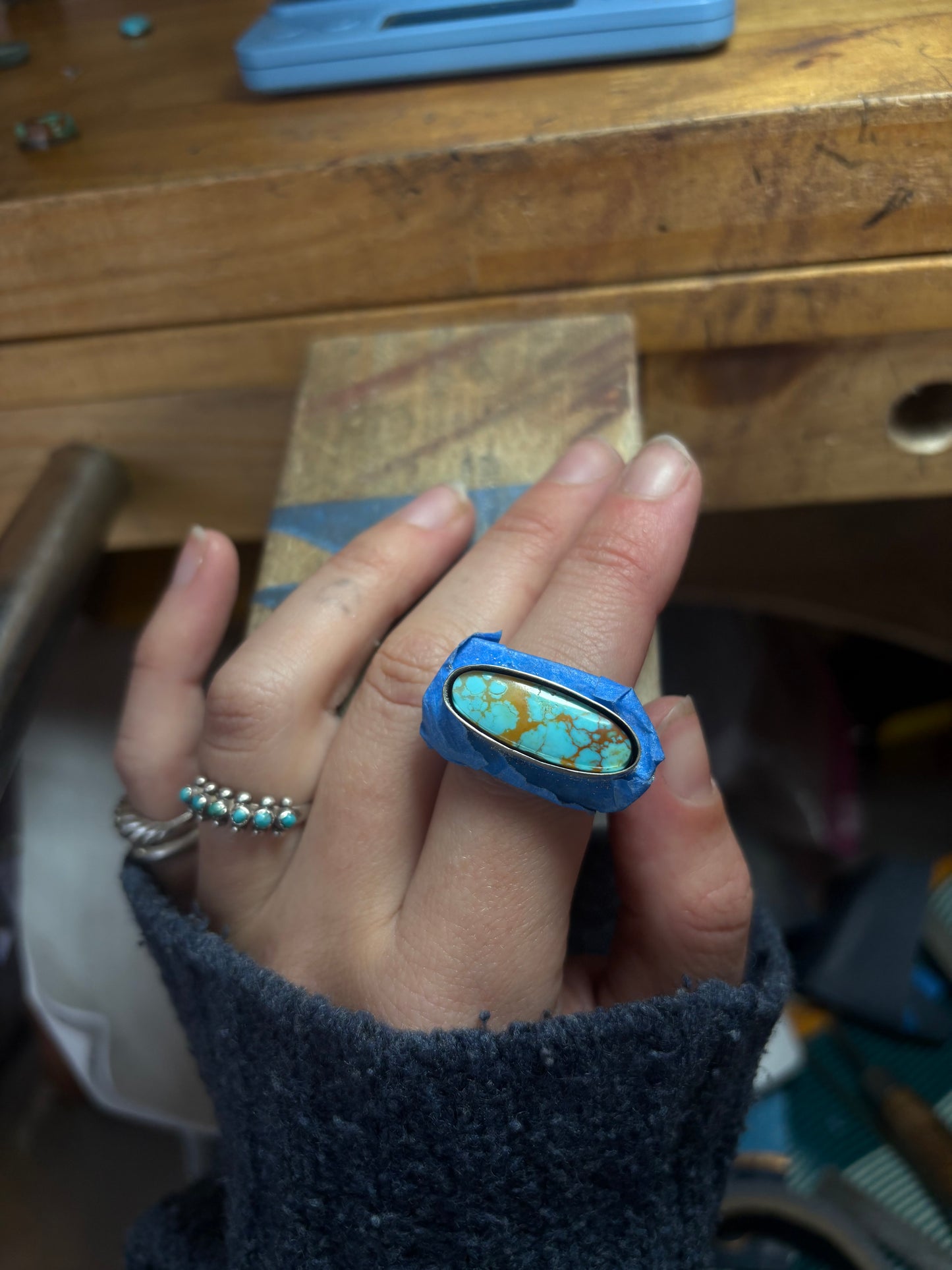 Royston Hammered Halo Ring ~ 8/8.5~ Silver