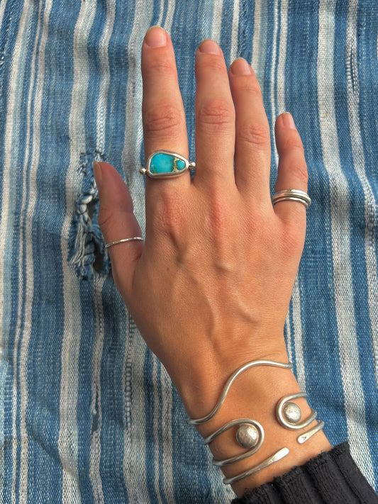 Sonoran Turquoise Byzantine Ring ~ Silver