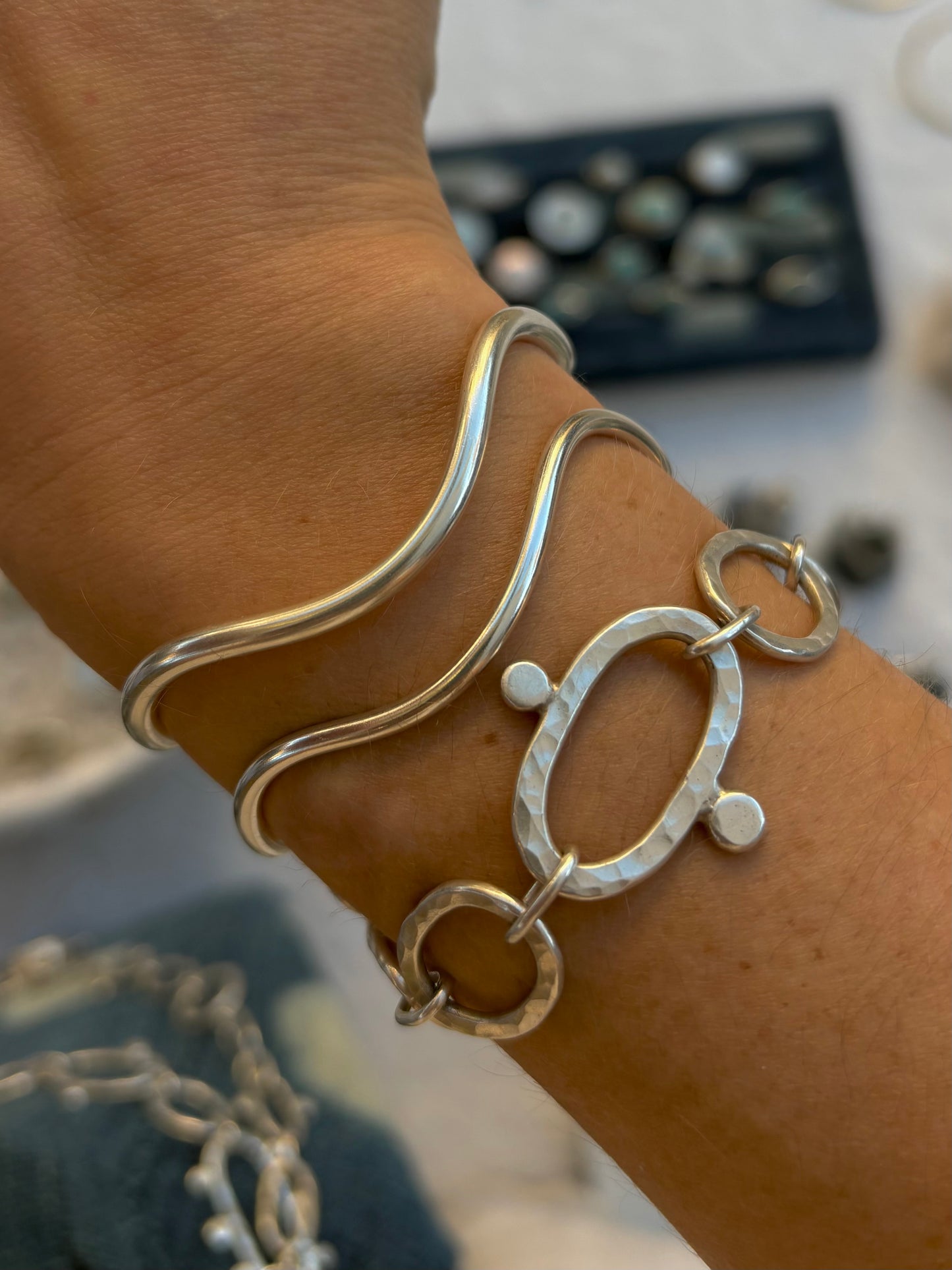 Chunky Wave Cuff Bracelet ~ Silver *new*