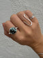 Star Fox Variscite Byzantine Ring ~ 8.5-9, Silver
