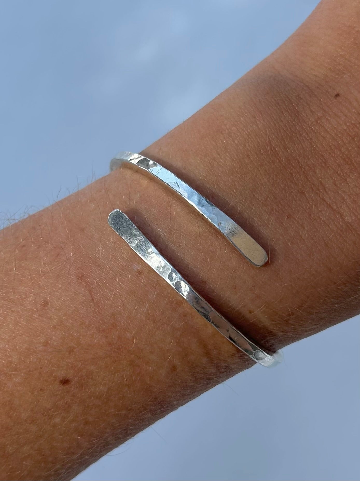 Hammered Spiral Cuff Bracelet ~ Silver