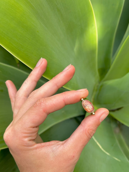 Sunstone 14k Gold Byzantine Ring ~ Oval