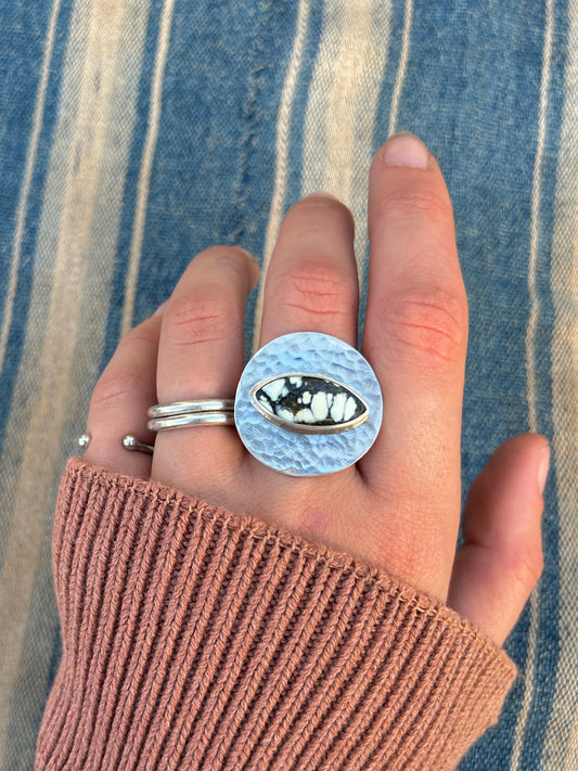 Aloe Variscite Orb Silver Ring #1