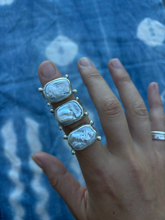 Pearl Tetra Ring ~ Silver