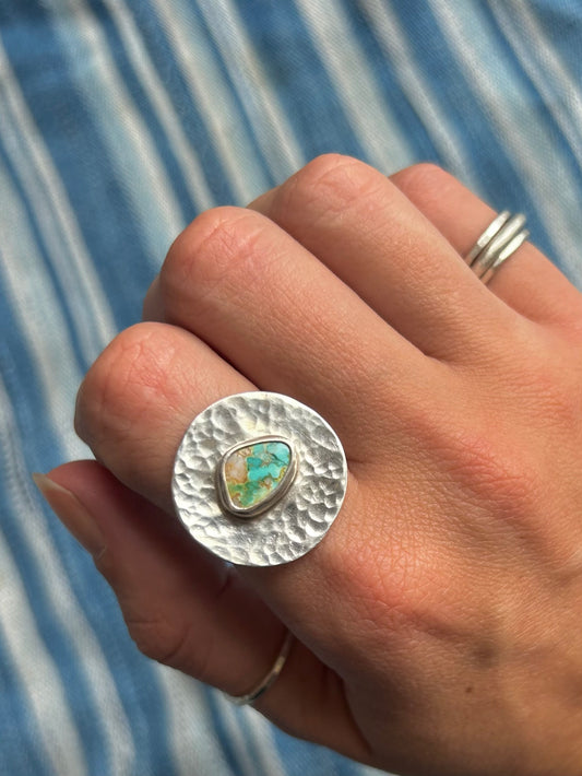 NV Turquoise Orb Ring ~ 8-8.5, Silver