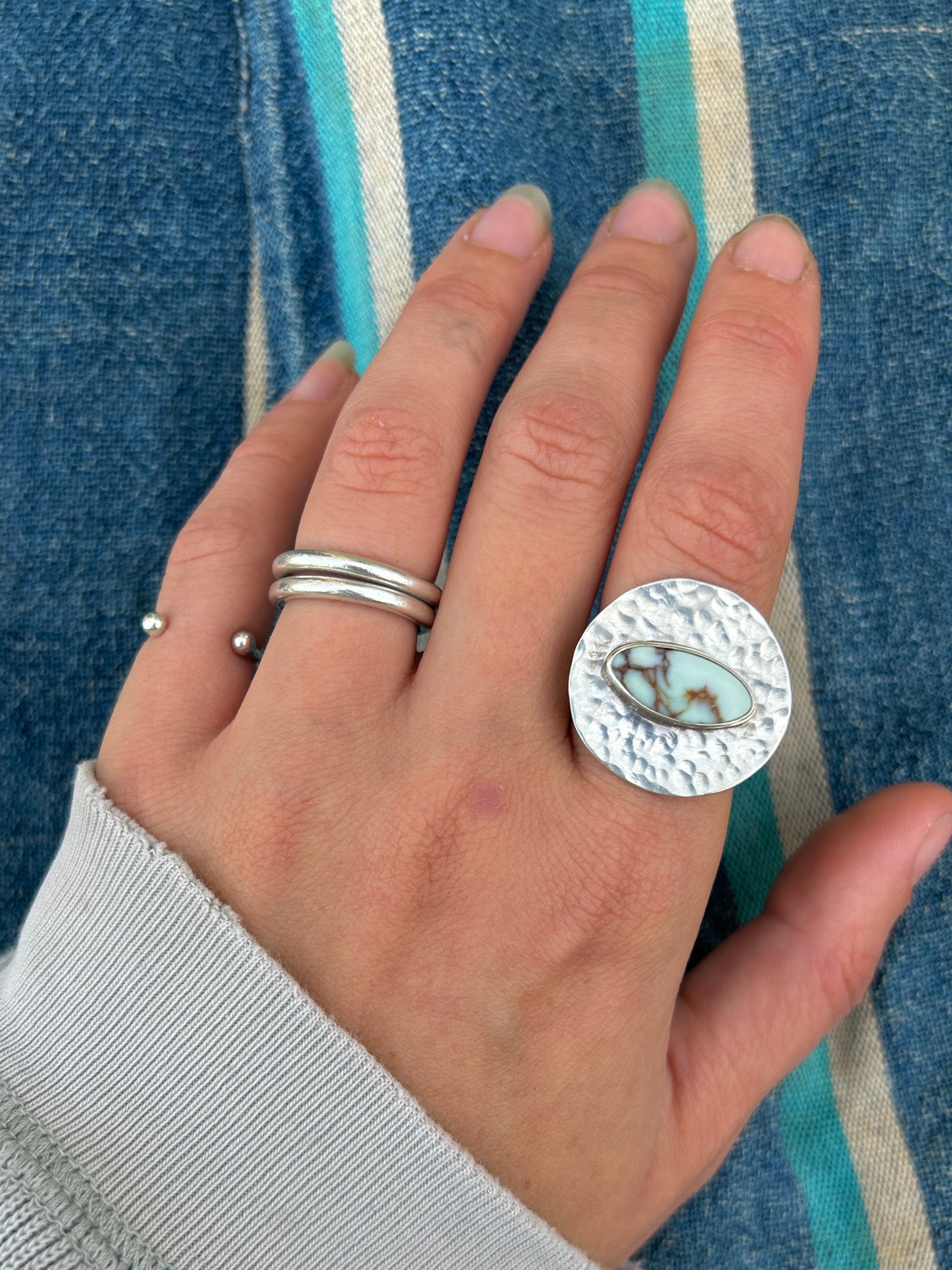 Aloe Variscite Orb Silver Ring #2