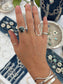 Star Fox Variscite Byzantine Ring ~ 8.5-9, Silver