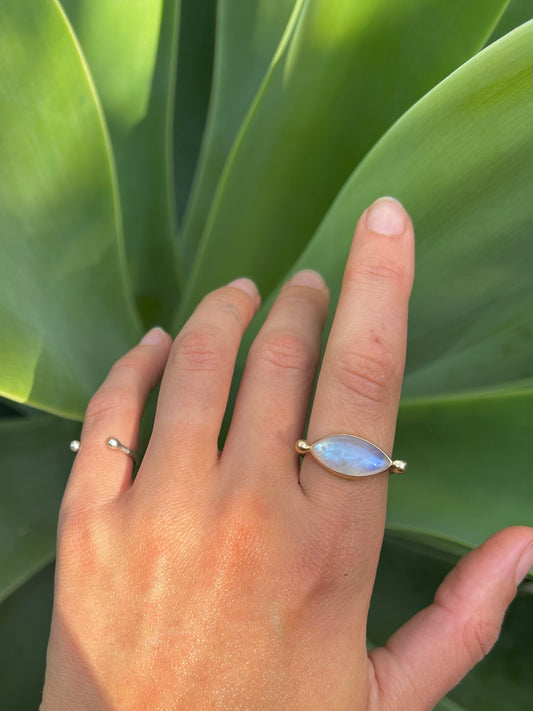 Moonstone 14k Gold Byzantine Ring ~ Marquise