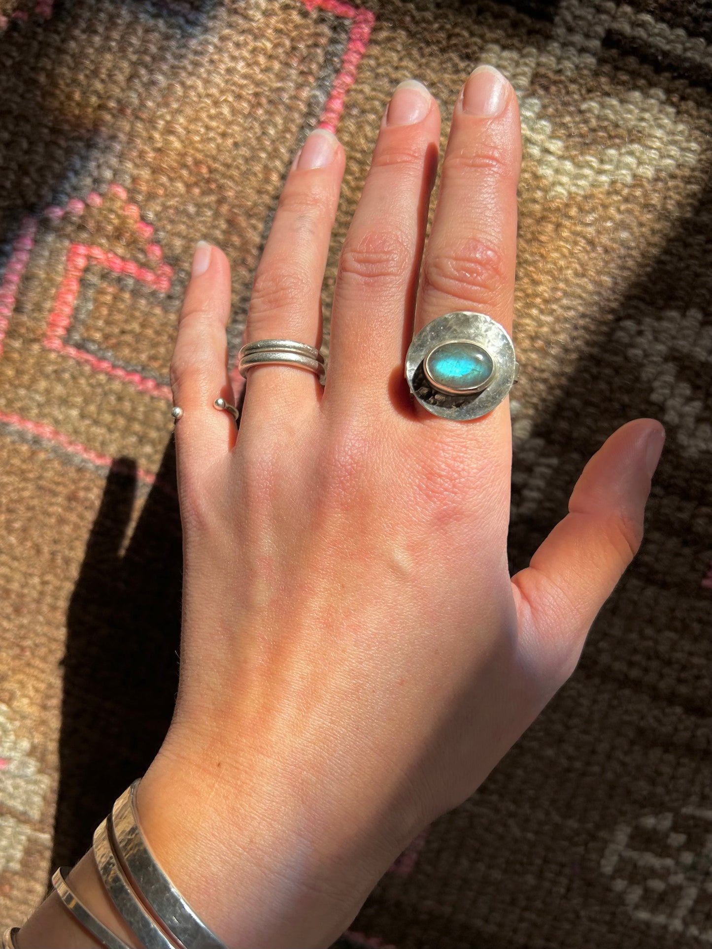 Labradorite Orb Sterling Silver Ring