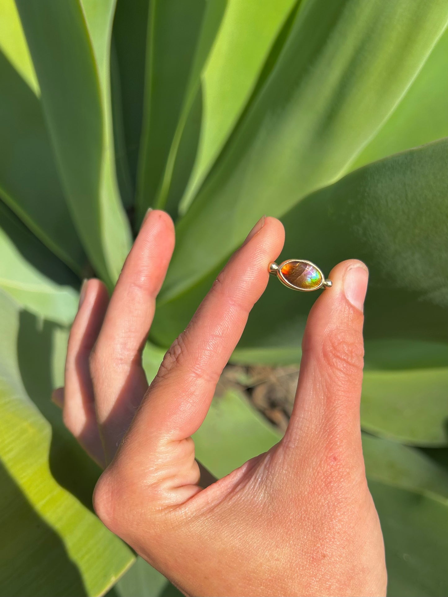 Fire Agate 14k Gold Byzantine Ring