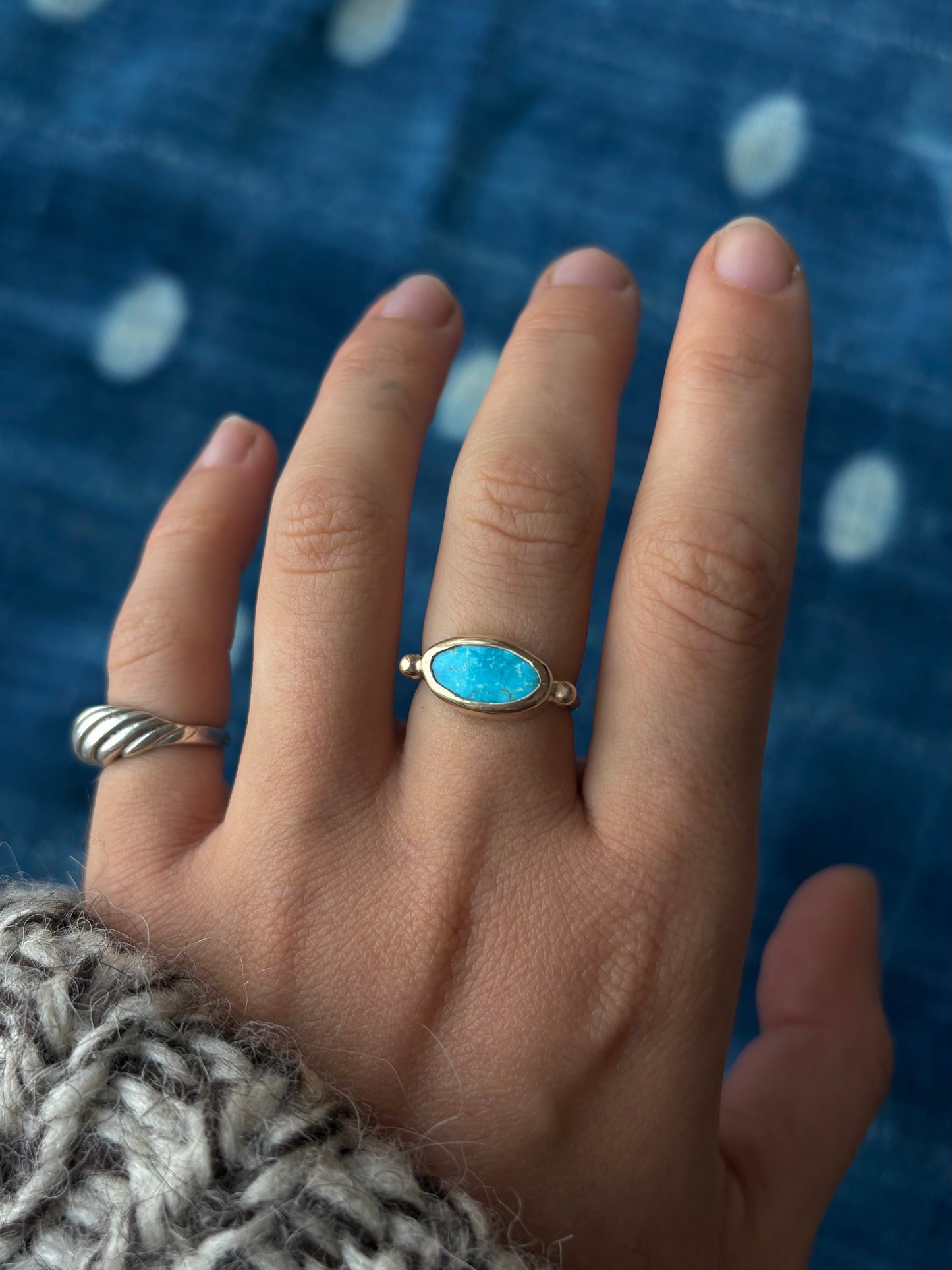 Turquoise Mountain 14k Gold Byzantine Ring ~ 6.5