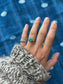 Royston Turquoise 14k Gold Byzantine Ring ~ 4