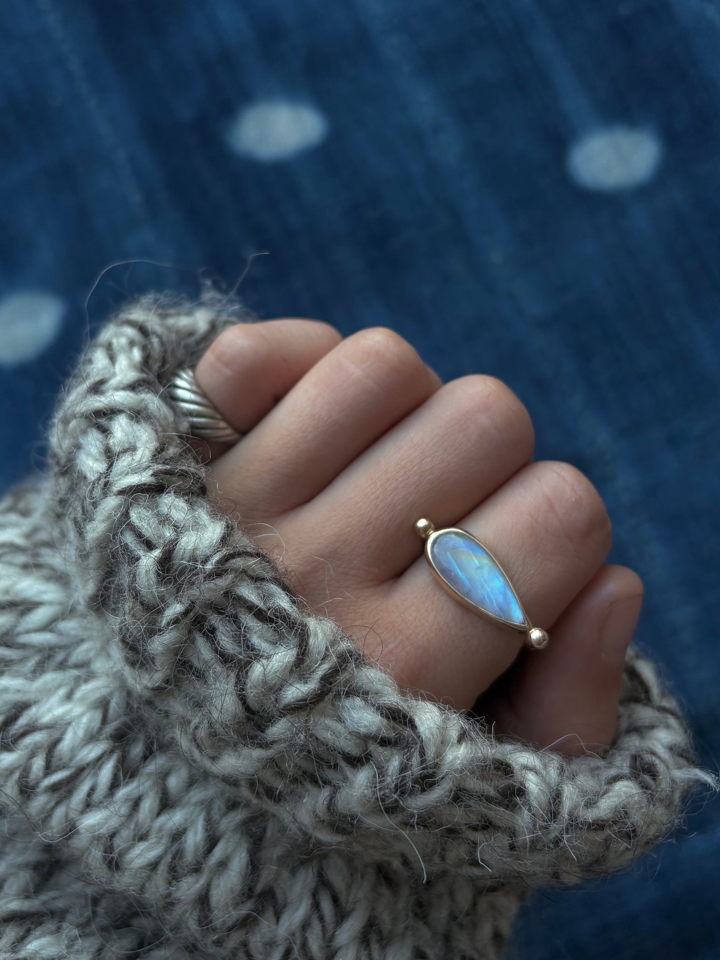 Moonstone 14k Gold Byzantine Ring ~ 7