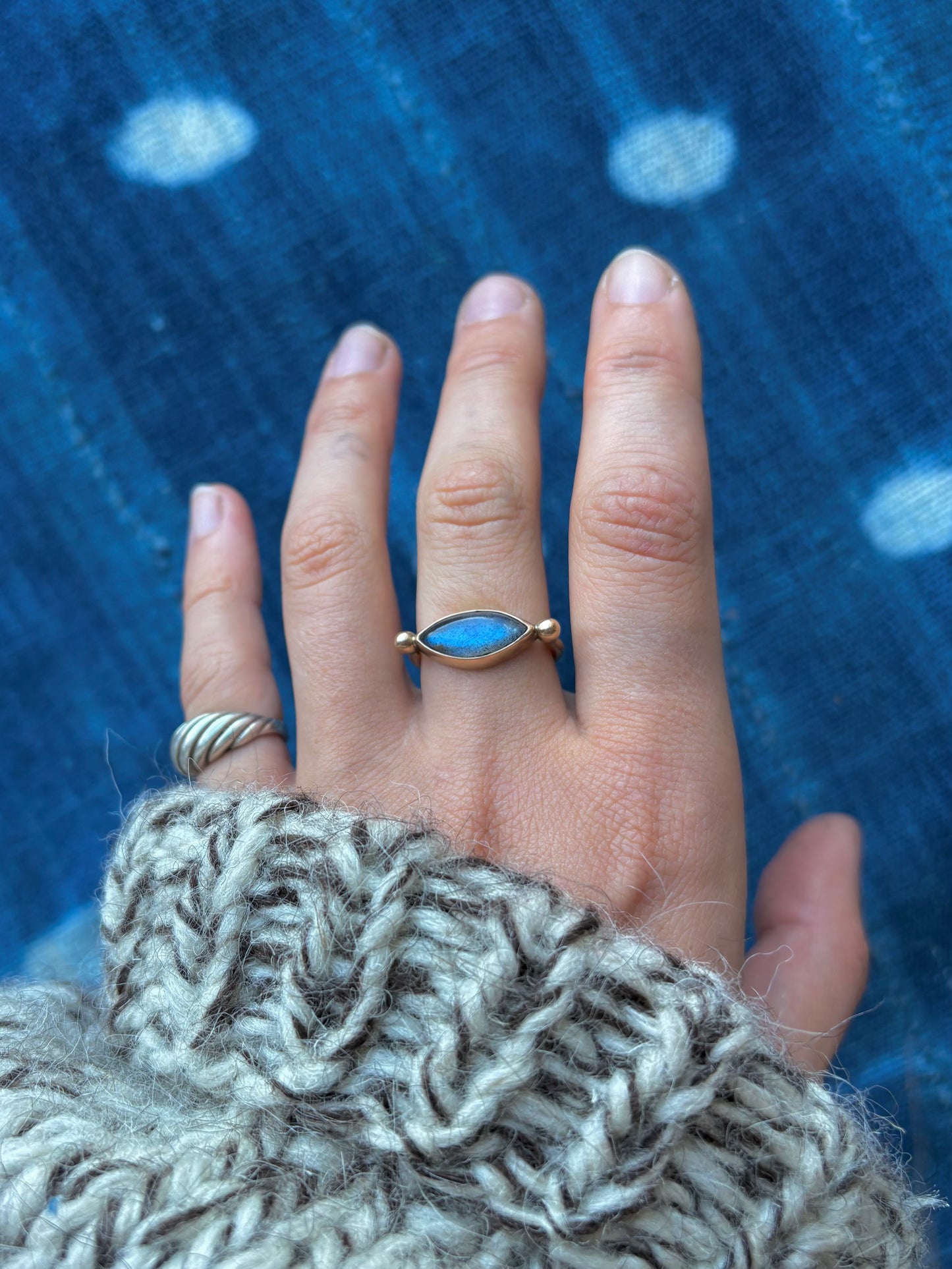 Labradorite 14k Gold Byzantine Ring ~ 6.5