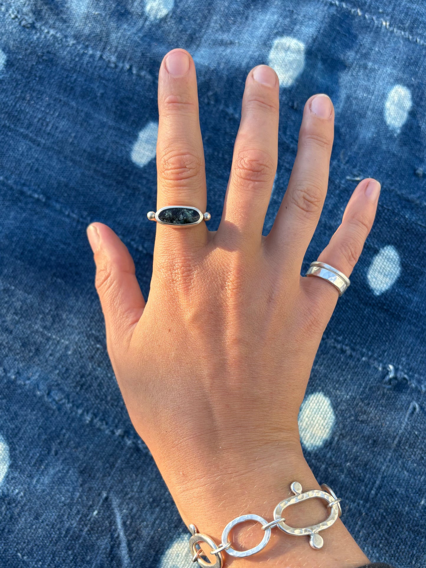 Candelaria Hills Variscite Silver Byzantine Ring ~ 8.5