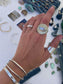 Moonstone Golden Orb Silver + Brass Ring ~ Large Marquise