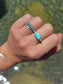 Morenci Turquoise Byzantine Ring ~ 6.5-7, Silver