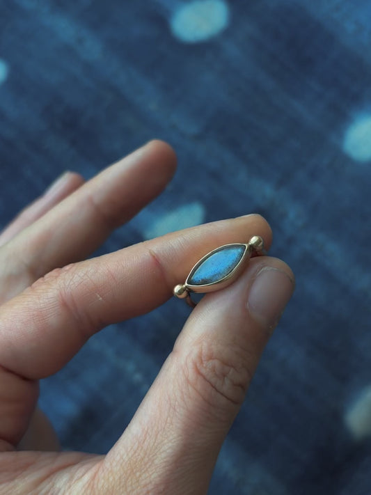 Labradorite 14k Gold Byzantine Ring ~ 6.5