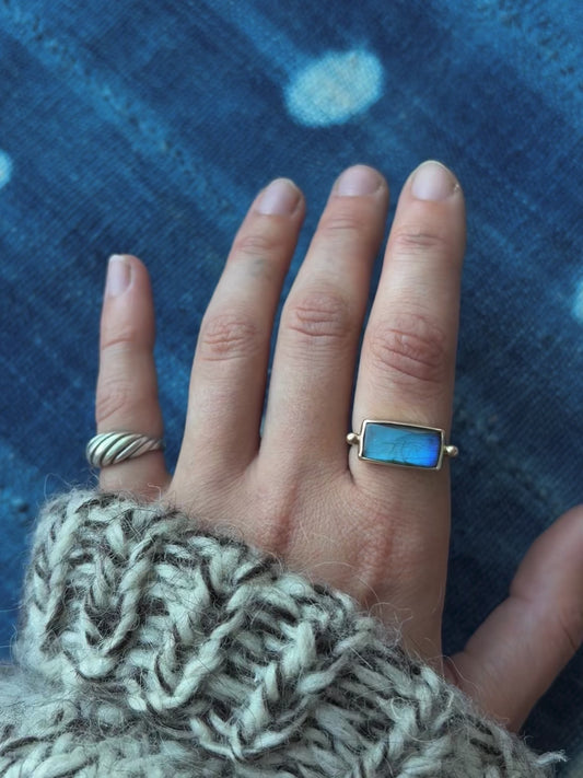 Labradorite 14k Gold Byzantine Ring ~ 7