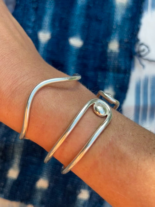 Ball Cuff Bracelet ~ Sterling Silver