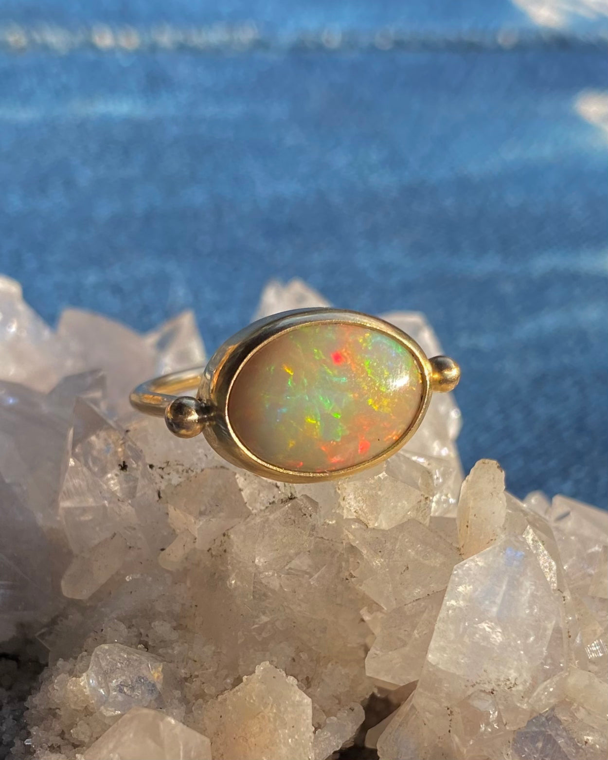 Ethiopian Opal 14k Gold Byzantine Ring #4