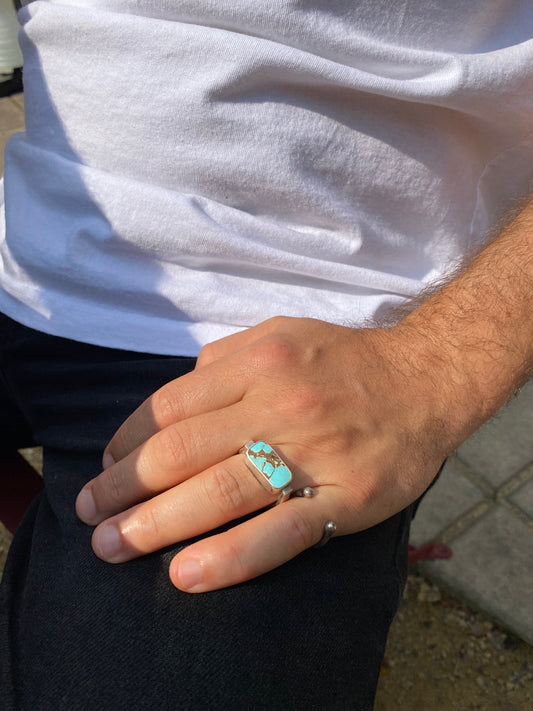 Nevada Turquoise Sterling Silver Mesa Ring #3