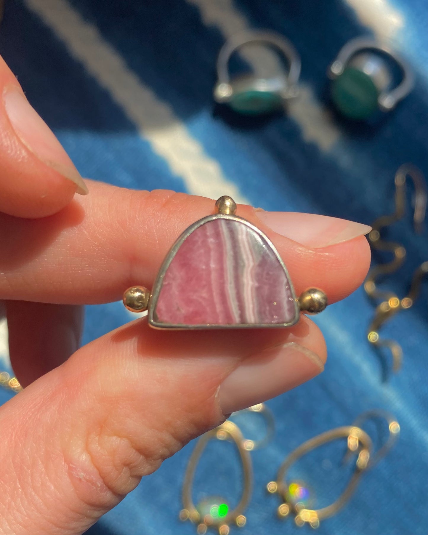 Rhodochrosite 14k Gold + Sterling Silver Aphrodite Ring