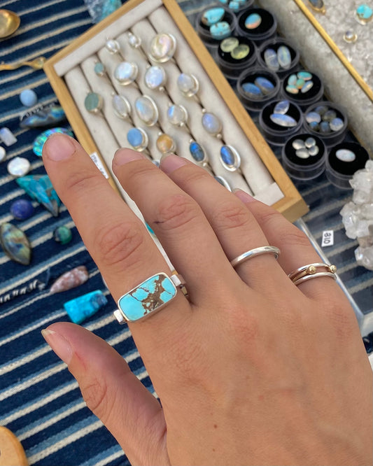 Nevada Turquoise Sterling Silver Mesa Ring #3