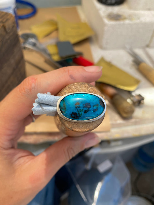 Peruvian Shattuckite Sterling Silver Grecian Ring #2